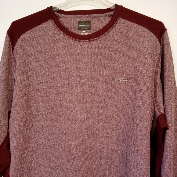 Greg Norman Waffle Knit Pullover Shirt Thermal Tasso Elba Wine/Burgundy XXL EXC - Picture 5 of 10